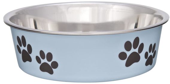 Loving Pets Light Blue Stainless Steel Dish With Rubber Base (Option: 1 count Loving Pets Light Blue Stainless Steel Dish With Rubber Base)