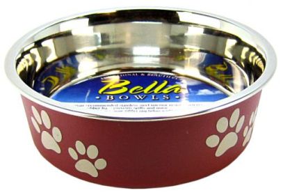 Loving Pets Merlot Stainless Steel Dish With Rubber Base (Option: Small - 6 count Loving Pets Merlot Stainless Steel Dish With Rubber Base)