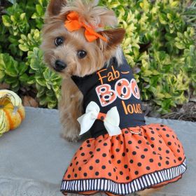 Halloween Dog Harness Dress (Color: Fab-BOO-lous, size: medium)