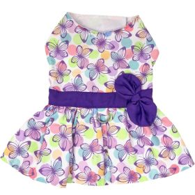 Purple Butterfly Dog Dress with Matching Leash (Color: , size: medium)