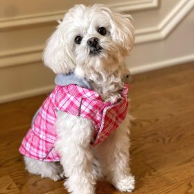 Weekender Dog Sweatshirt Hoodie (Color: Pink & White Plaid, size: medium)