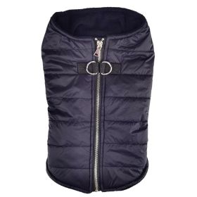 Zip-up Dog Puffer Vest (Color: black, size: medium)