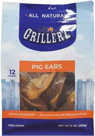 Grillerz All Natural Pig Ears Dog Chew Treats (Option: 36 count (3 x 12 ct) Grillerz All Natural Pig Ears Dog Chew Treats)