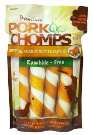 Pork Chomps Twists Peanut Butter Flavor Large (Option: 4 count Pork Chomps Twists Peanut Butter Flavor Large)
