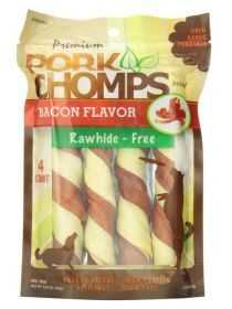 Pork Chomps Bacon Flavor Porkskin Twists Large (Option: 40 count (10 x 4 ct) Pork Chomps Bacon Flavor Porkskin Twists Large)