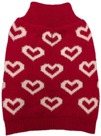 Fashion Pet All Over Hearts Dog Sweater Red (Option: X-Small - 1 count Fashion Pet All Over Hearts Dog Sweater Red)