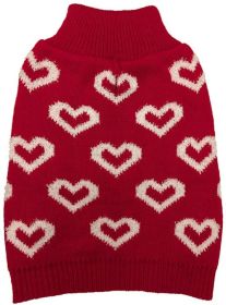 Fashion Pet All Over Hearts Dog Sweater Red (Option: X-Small - 1 count Fashion Pet All Over Hearts Dog Sweater Red)