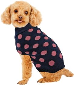 Fashion Pet Contrast Dot Dog Sweater Pink (Option: X-Small - 1 count Fashion Pet Contrast Dot Dog Sweater Pink)