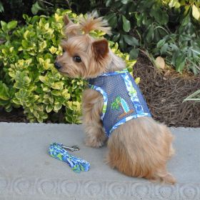 Cool Mesh Dog Harness with Leash (Color: Surfboard Blue and Green, size: small)