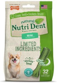 Nylabone Natural Nutri Dent Fresh Breath Limited Ingredients Mini Dog Chews (Option: 32 count Nylabone Natural Nutri Dent Fresh Breath Limited Ingredients Mini Dog Chews)