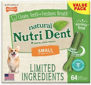 Nylabone Natural Nutri Dent Fresh Breath Limited Ingredients Small Dental Dog Chews (Option: 128 count (2 x 64 ct) Nylabone Natural Nutri Dent Fresh Breath Limited Ingredients Small Dental Dog Chews)