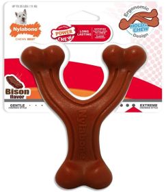 Nylabone Power Chew Wishbone Dog Chew Toy Bison Flavor (Option: Regular - 6 count Nylabone Power Chew Wishbone Dog Chew Toy Bison Flavor)