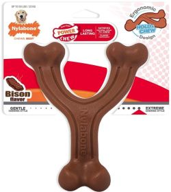 Nylabone Power Chew Wishbone Dog Chew Toy Bison Flavor (Option: Giant - 4 count Nylabone Power Chew Wishbone Dog Chew Toy Bison Flavor)