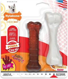 Nylabone Power Chew Durable Dog Chew Toys Twin Pack Chicken and Jerky Flavor (Option: 2 count Nylabone Power Chew Durable Dog Chew Toys Twin Pack Chicken and Jerky Flavor)